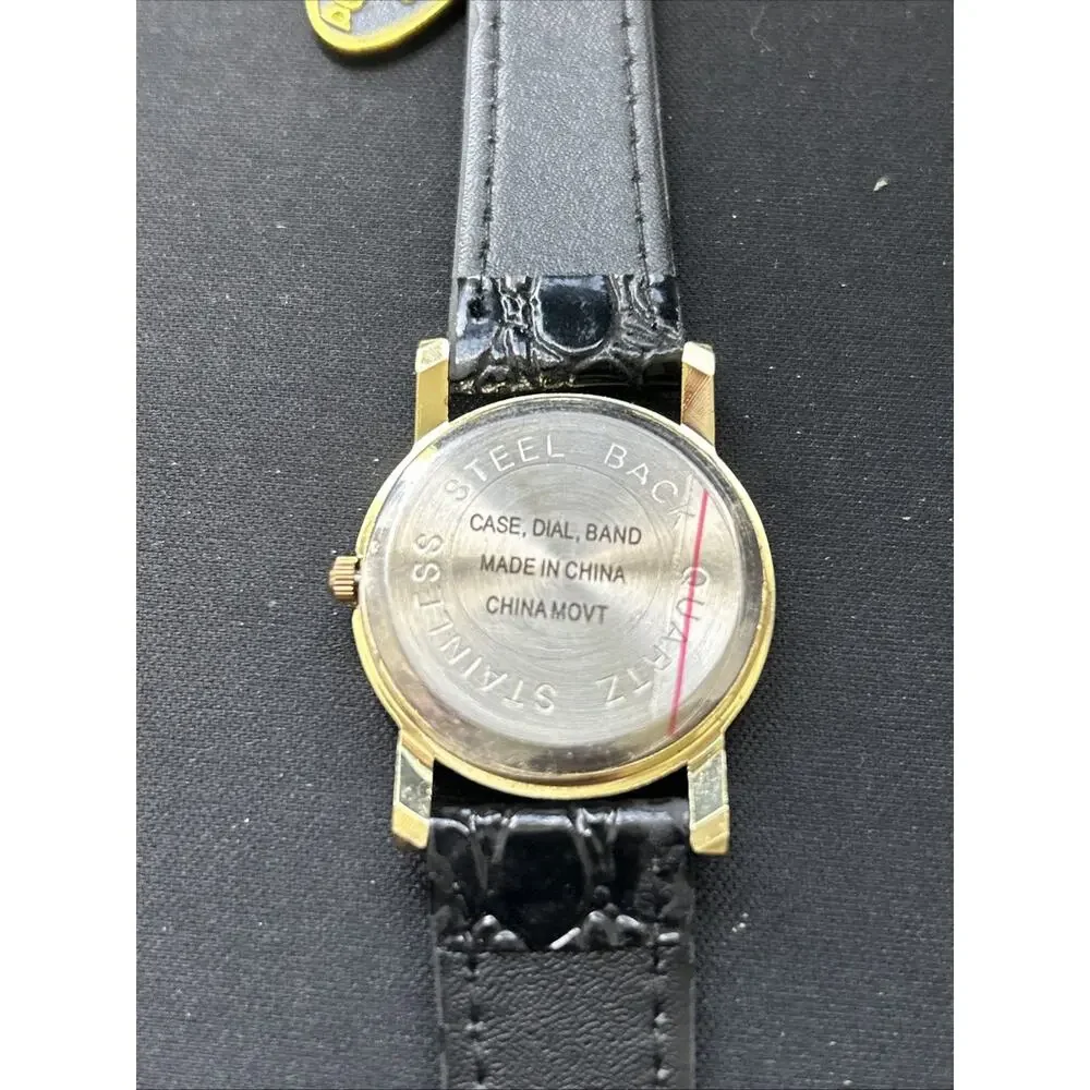 Gold Tone Case Black Dial And Band Women’s Quartz Watch